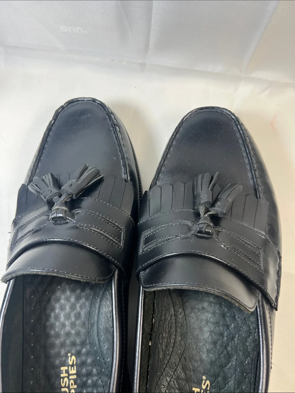 Hush Puppies Black Leather Tassel Loafers for Men